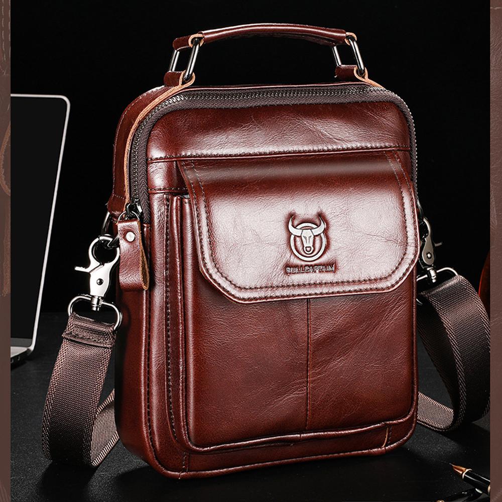 Men"s Sling Bag Genuine Leather Shoulder Bag Retro Cross Body Bag Vintage Messenger Bags