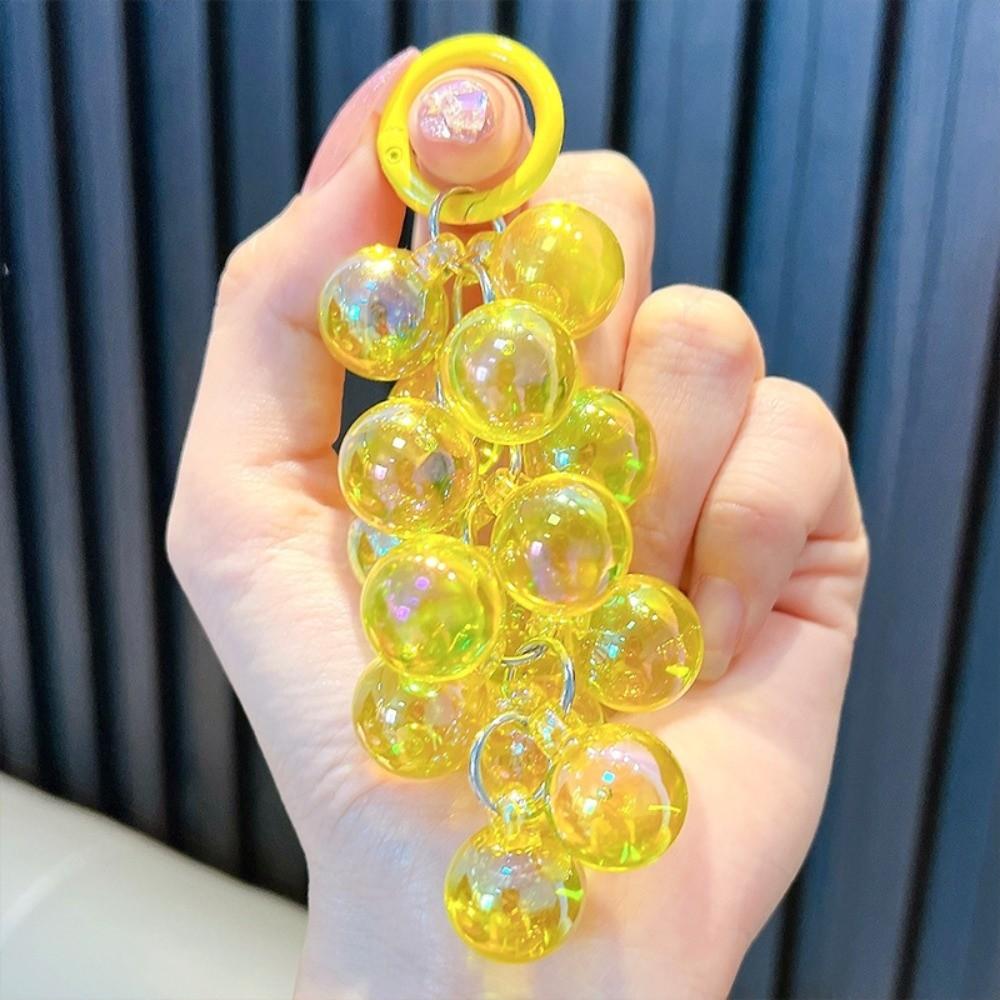 Transparent Bead String Keychain Detachable Acrylic Pendant Car Keyring  Mobile Phone Bag жёлтый