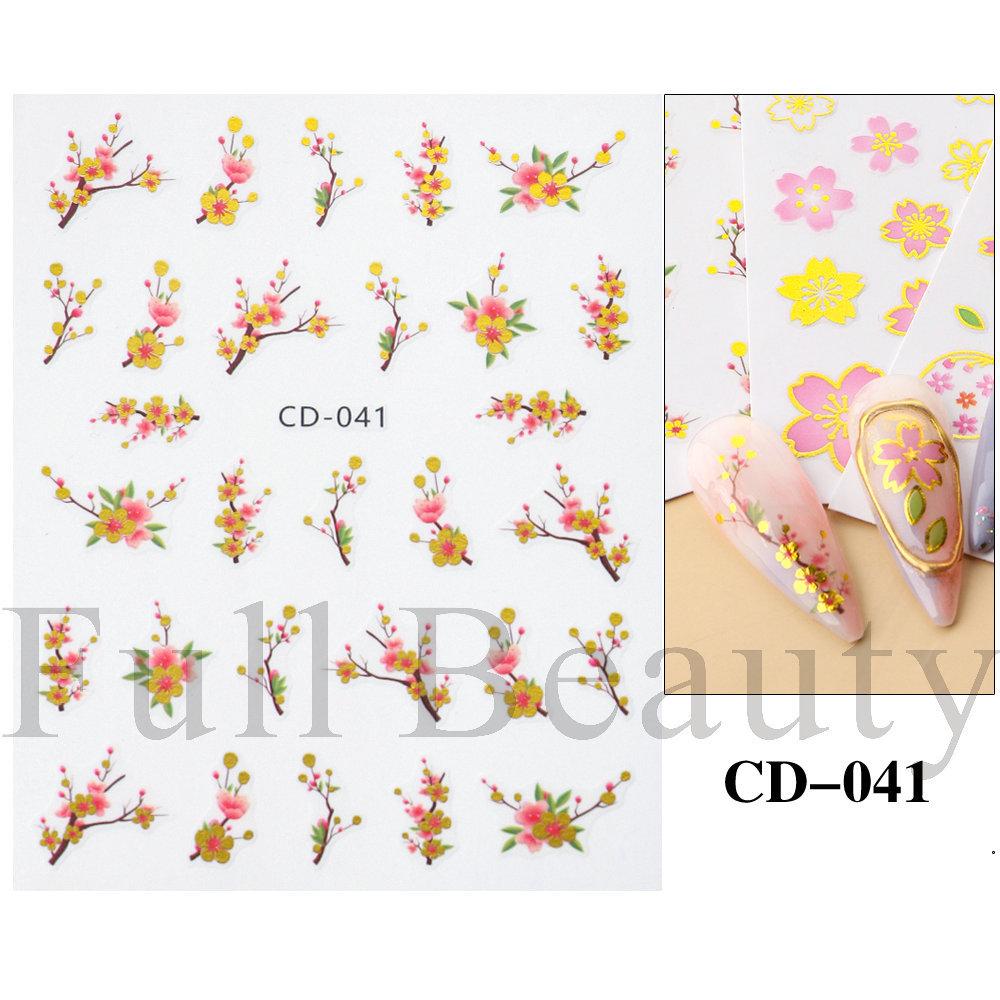 1 Sheet Spring Pink Flower Adhesive Nail Sticker Cherry Blossom Peach Blossom Nail Decal Nail Art Decoration