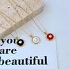Fashion Light Luxury Leather Inlaid Metal Heart Stud Earrings & Necklace Set