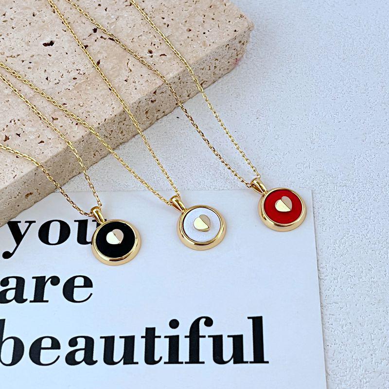 Fashion Light Luxury Leather Inlaid Metal Heart Stud Earrings & Necklace Set