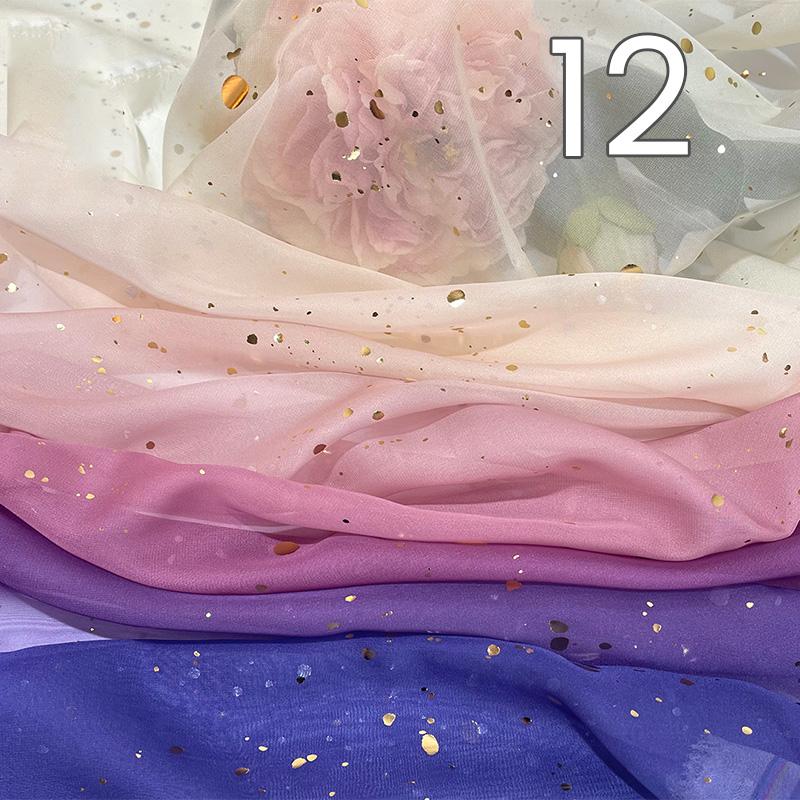 1/3/5M Rainbow Gradient Color Chiffon Fabric 30D Gradient Tulle Fabric For Diy Ancient Style Hanfu Wedding Dress Stage Garment