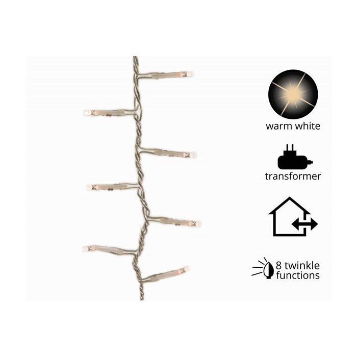 Guirlande lumineuse - Luxe - 16 m - 750 LED - Blanc chaud - Câble transparent