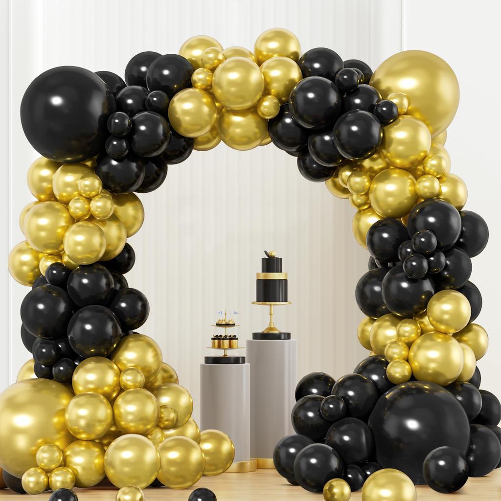 Schwarz Gold Luftballons Girlande Bogen Set Happy Birthday Party Deko Kinder Erwachsene Hochzeit Geburtstagsparty Zubehör Gastgeschenke Jahrestag