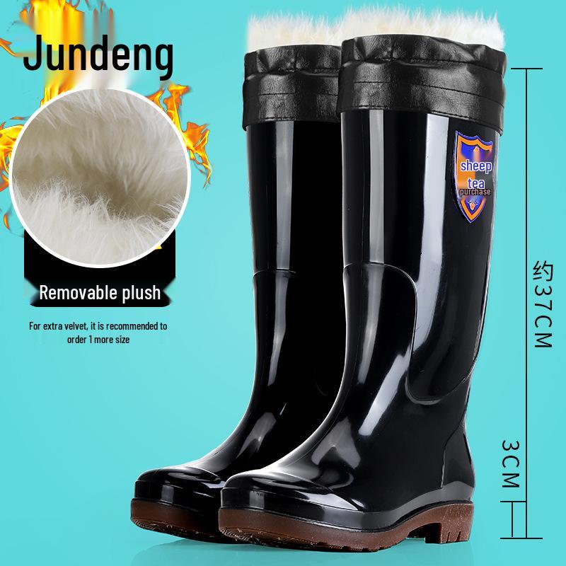 Men's Tan Quick-Dry High-Top Rain Boots - Waterproof, Non-Slip, No-Mesh Rubber Shoes