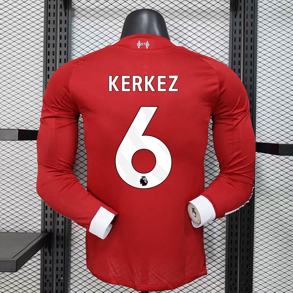 

Liverpool Premier League 25/26 Home Long Sleeve Jersey with Wirtz and Salah Print. 3XL