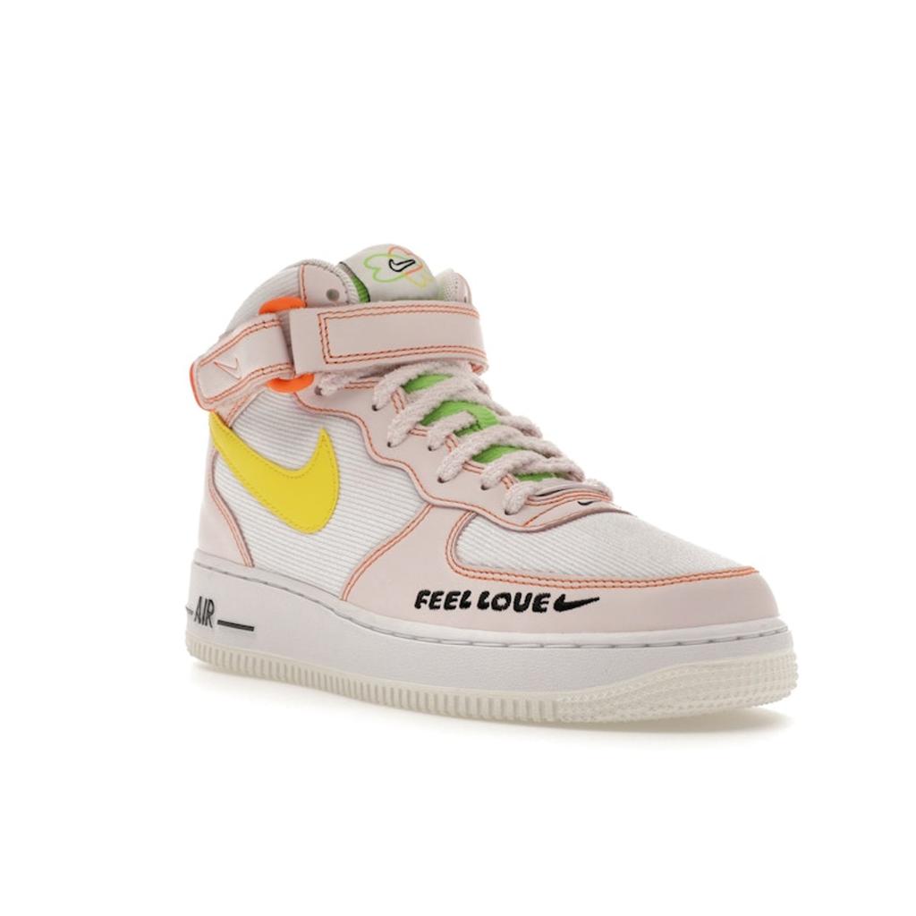 Nike Air Force 1 07 Mid Feel Love Women Sneakers White Pearl-Pink Action-Green FD0869-100