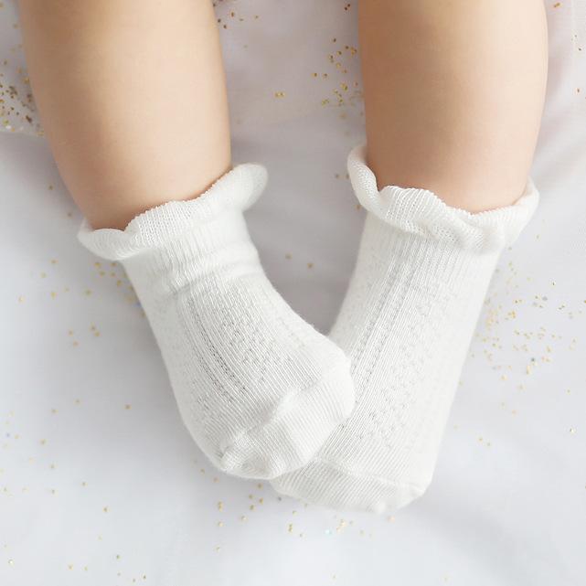 Baby Socks 0-12/12-24 Anti Slip Breathable Cotton White Toddler Socks Summer Thin Breathable Soft Cotton