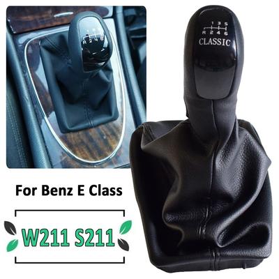 Car Manual 6 Speed Gear Shift Knob Level Knob With Leather Boot Cover For Mercedes Benz E Class W211 S211 2002-2009
