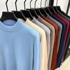 Men's Autumn/Winter Wool Sweater - Half-High Collar, Solid Color, Long Sleeve, Skin-Friendly, Warm Base Layer