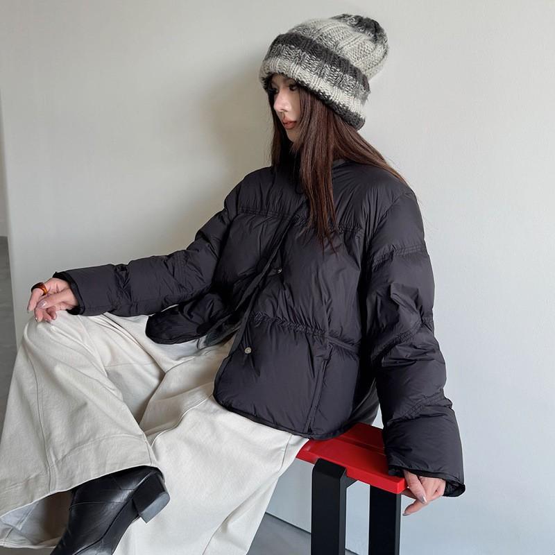 Womens Puffy Down Jacket With 90% White Duck Round Neck Oversized Fit Winter 2026