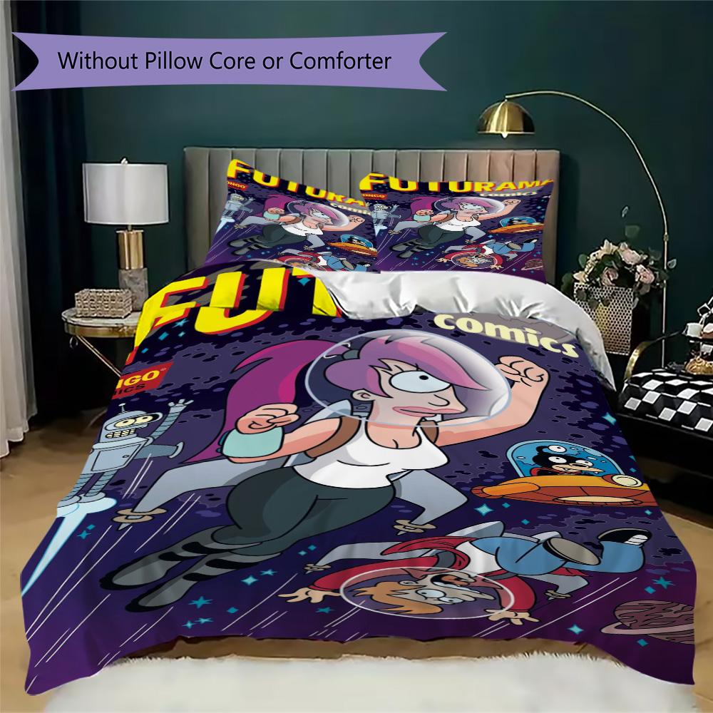 Future City Manga Pattern Bedding,Quilt Set Quilt Cover Pillowcase Home Birthday Gift (1*duvet cover+2*pillowcase,without core)XSJT0917500