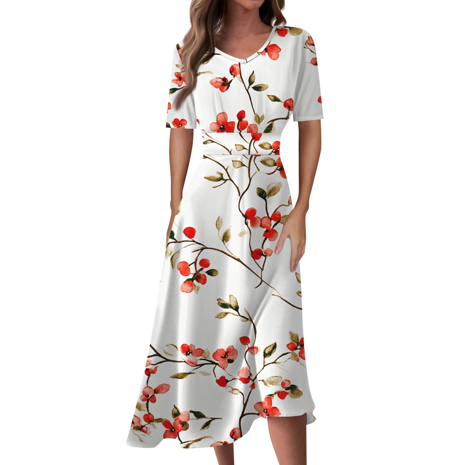 

Женское повседневное модное длинное свободное платье с v-образным вырезом и коротким рукавом на талии S красный