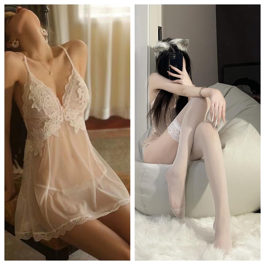 New Sexy Underwear High-end Sexy Pure Desire Suspender Nightdress Casual Lace Large Size Couple Perspective Pajamas