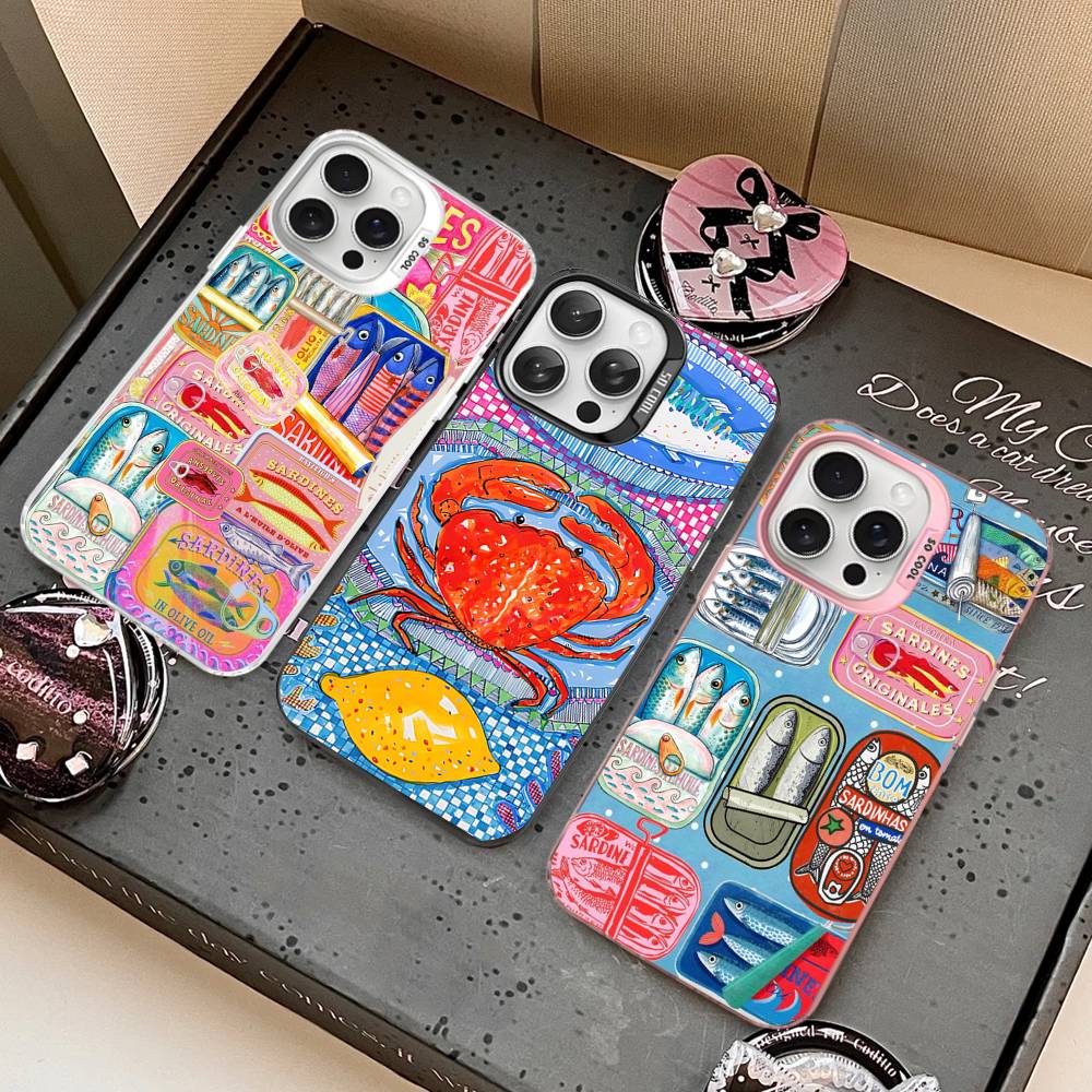 Sardines Fish Art Color Phone Case For IPhone 17 16 15 14 13 12 11 Pro Max Plus Pro Shell