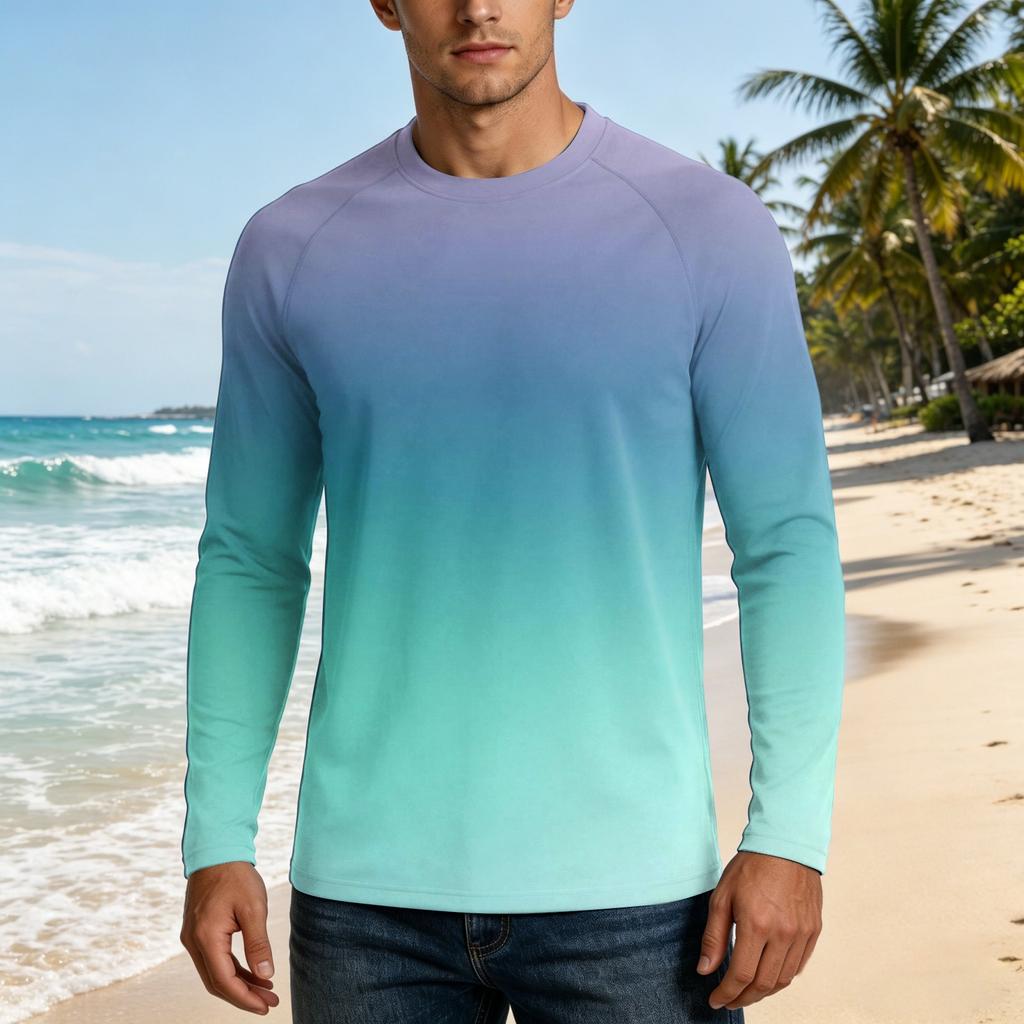 Herren UPF50+ Sonnenschutzshirt Langarm Leichtes Stretchgewebe Outdoor UV-beständiges Oberteil für Sport und tägliches Tragen