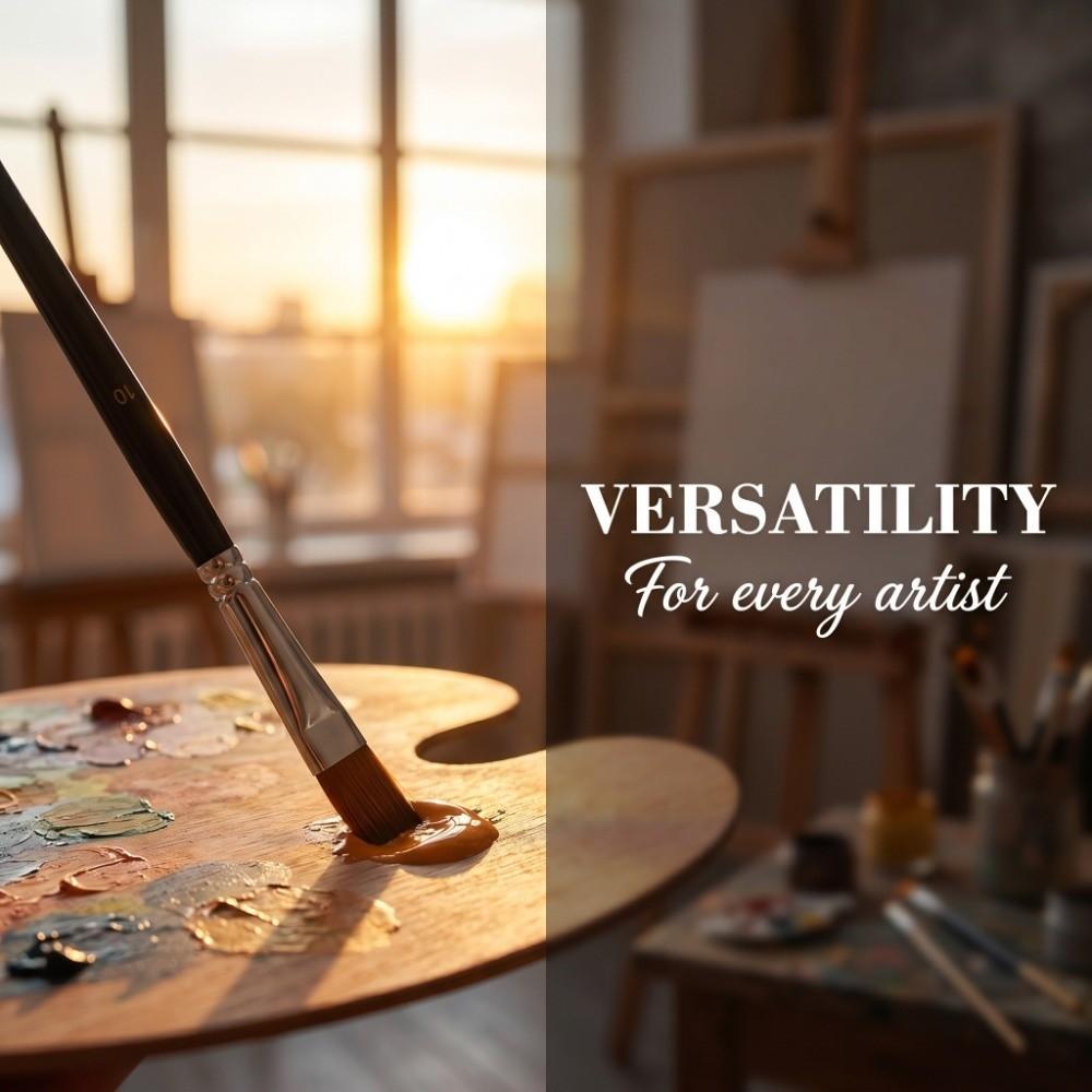 9PCS Angled Tip Layout Nylon Painting Brush Set Watercolor & Oil Painting Tools  Watercolor Coloring