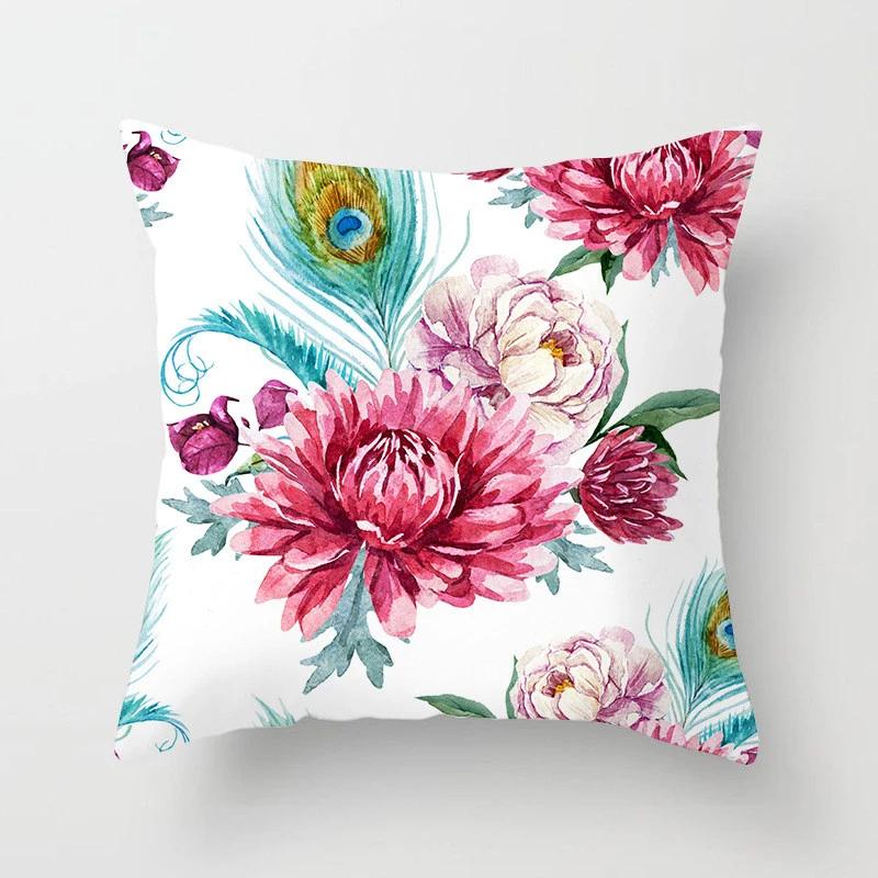 Pfauenfedermuster Dekorative Kissen Kissenbezug Polyester Kissenbezug Sofadekoration Kissenbezug 40826