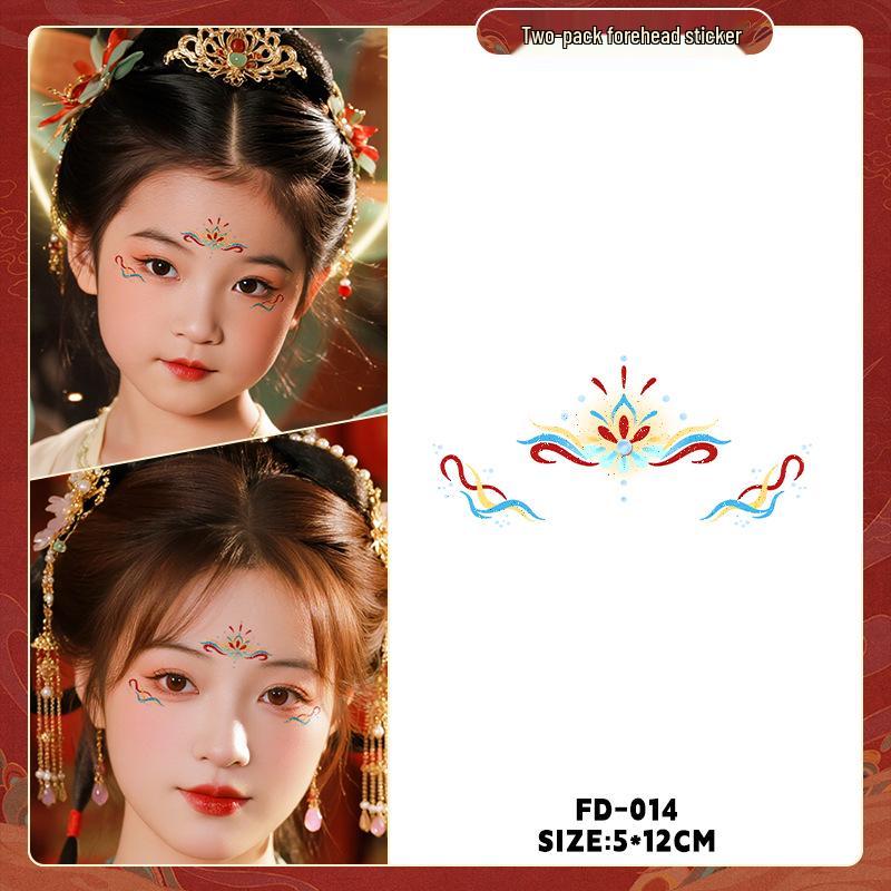 

Dunhuang Glitter Face Stickers: Ancient Style Forehead & Eye Tattoos for Hanfu and Stage Performance Multiple Sizes