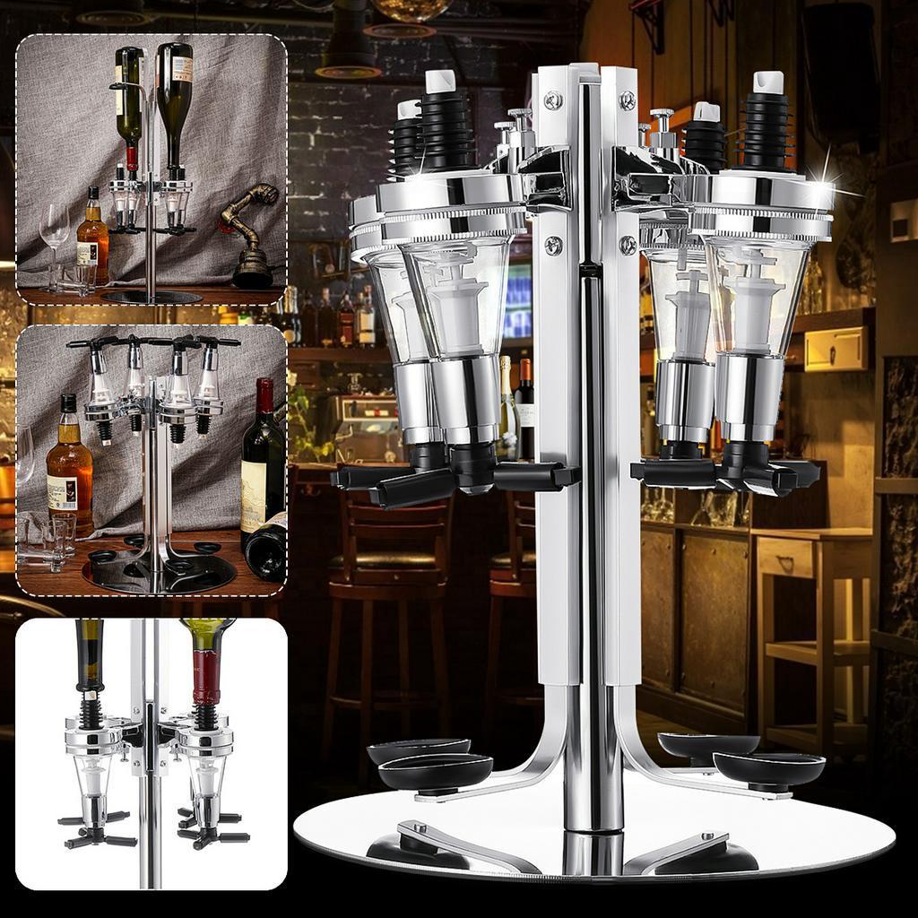 Desk Mounted 4 Station Liquor Dispenser Bar Butler Wine Dispenser Alcohol Bottle Dispenser Drinking Pourer Bar Accessories