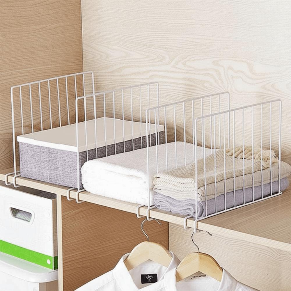 Metal Closet Divider White Shelf Divider Space Saving Closet Separator For Bedroom