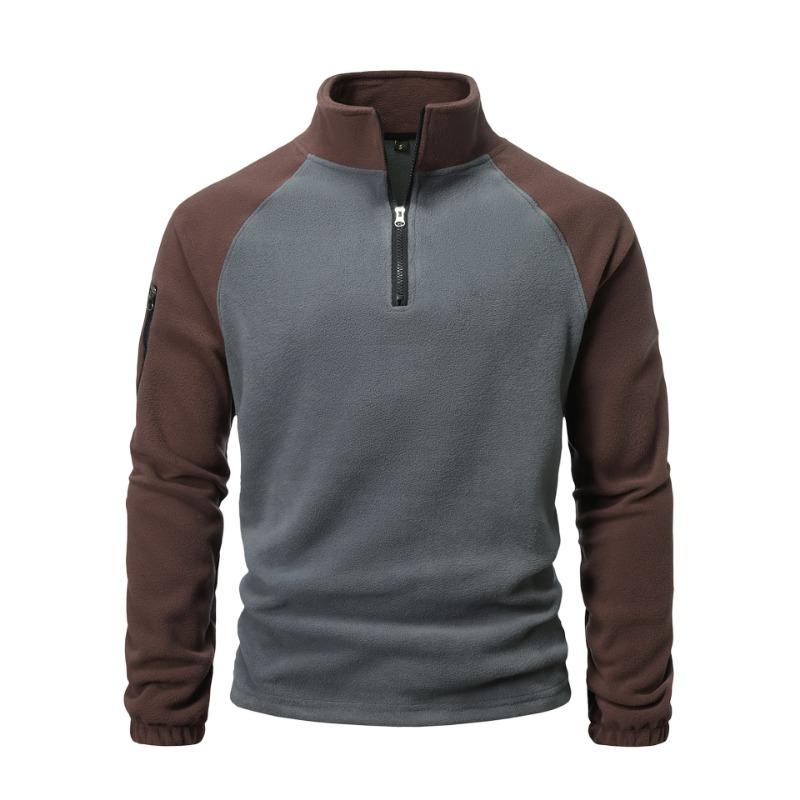 Men S Fleece Pullover Sweatshirt Stand Collar Long Sleeve Casual Winter Warm Top