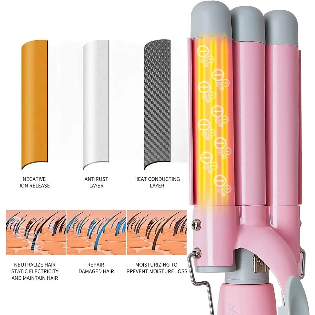 LCD-Lockenstab, professioneller Keramik-Lockenwickler, 3-Lauf-Lockenwickler, Haarwellen-Mode-Styling-Tools