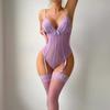 European and American Sexy Hot Erotic Underwear Small Breasts Gather Slim Vest Suspenders Stockings Temptation Erotic Underwear Set