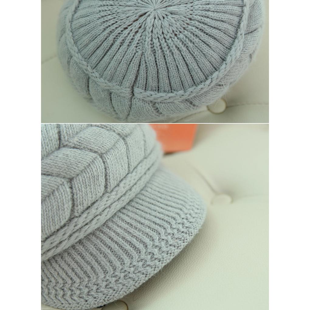 Knit Peaked Hat Hair Womens Clothing Accessories Cap Autumn Casual Stretchy Plush Lining Warm Solid Color Comfortable