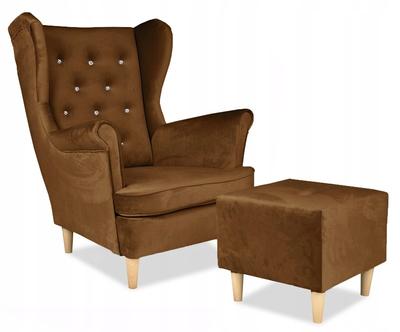 Diana Wing Chair with Footrest Scandinavian Beige Brown