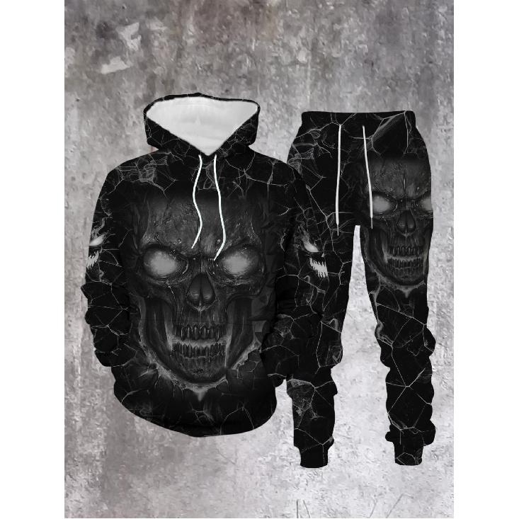 

Men s 3D Print Set Skull Crack Smoke Pattern Hoodie Sweatpants Street Style Winter Casual Trendy Men s Fashion for Adults Men Casual Wear Holiday 0XL