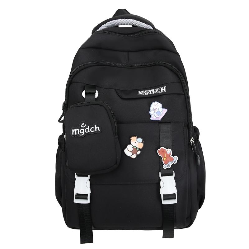 Female Color Block Backpack Student Campus Schoolbag Male Large Capacity Backpack with Coin Purse