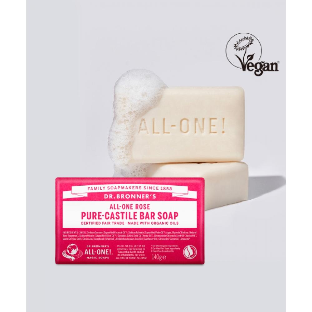 

Dr.bronner S [2pack] roSe Pure caStile Bar Soap 140g Rose 140g+green tea 140g