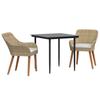 Garden Dining Set with Cushions 3 Pcs Beige Poly Rattan
