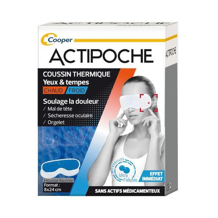 Actipoche Coussin Thermique Masque Yeux et Tempes Microbilles