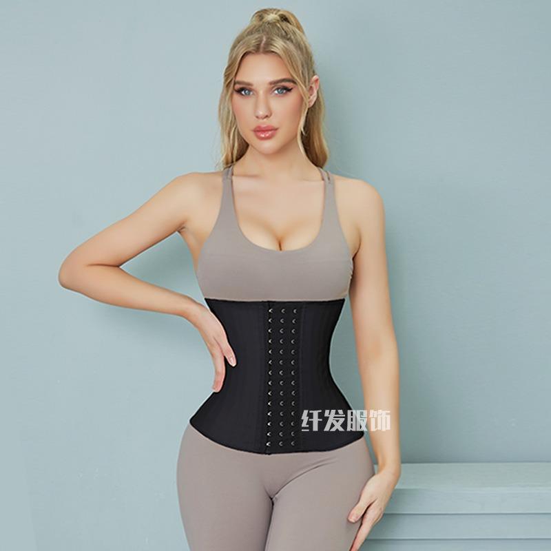 Glossy Latex 25 Bones Waist Trainer Buckle Fitness Tummy Control Body Shaper