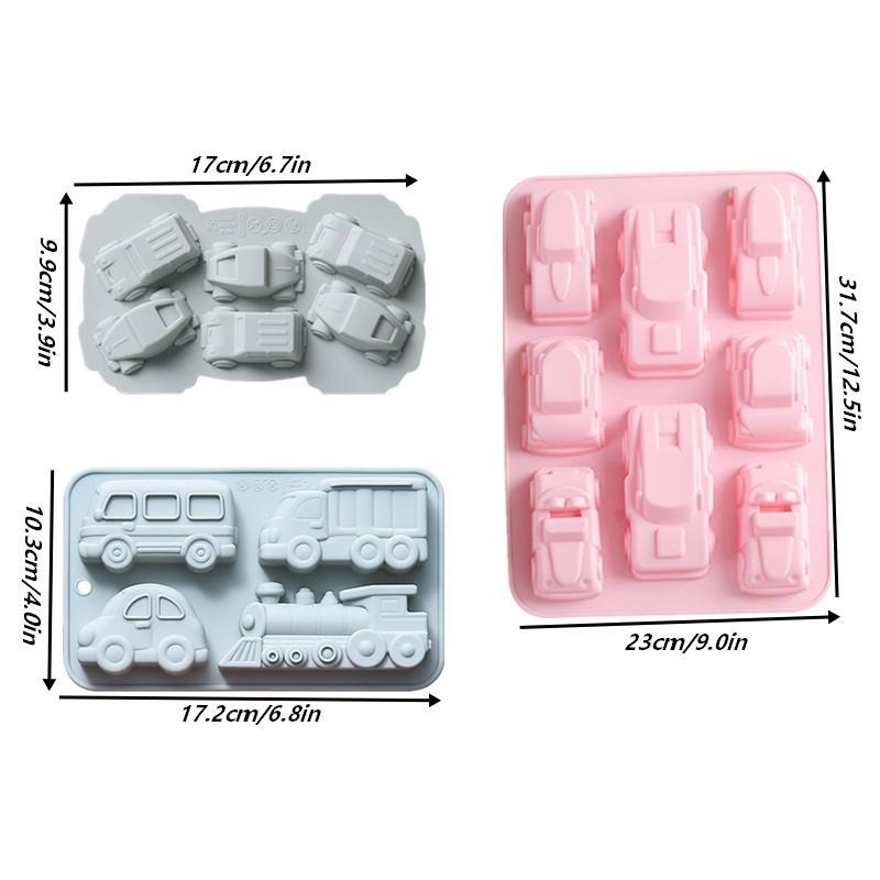 4/6/8 Kavitäten Auto Zug Silikonform Fahrzeuge Buntstiftherstellung Zubehör Pudding Gelee Kuchen Schokoladenform Küchen Backwerkzeuge&