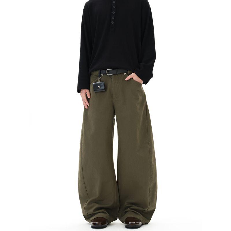 Kisko American Retro Barn-Style Wide-Leg Casual Scimitar Pants for Men and Women, High-End Loose-Fitting Versatile Commuting Pants