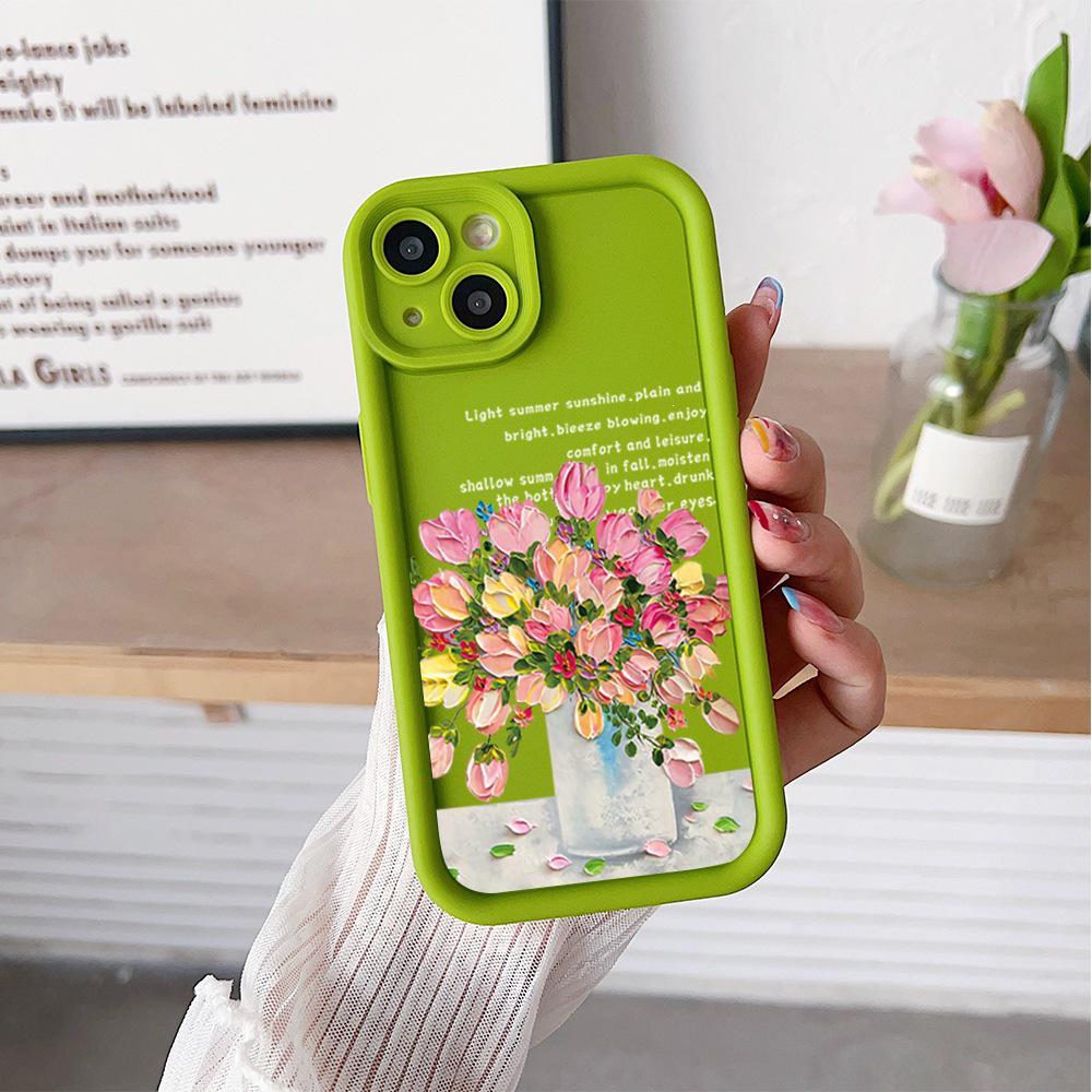 Colorful Floral Soft Phone Case for Apple 12/13/14/15 Pro Max — Full Coverage, Drop-proof, Creative Design
