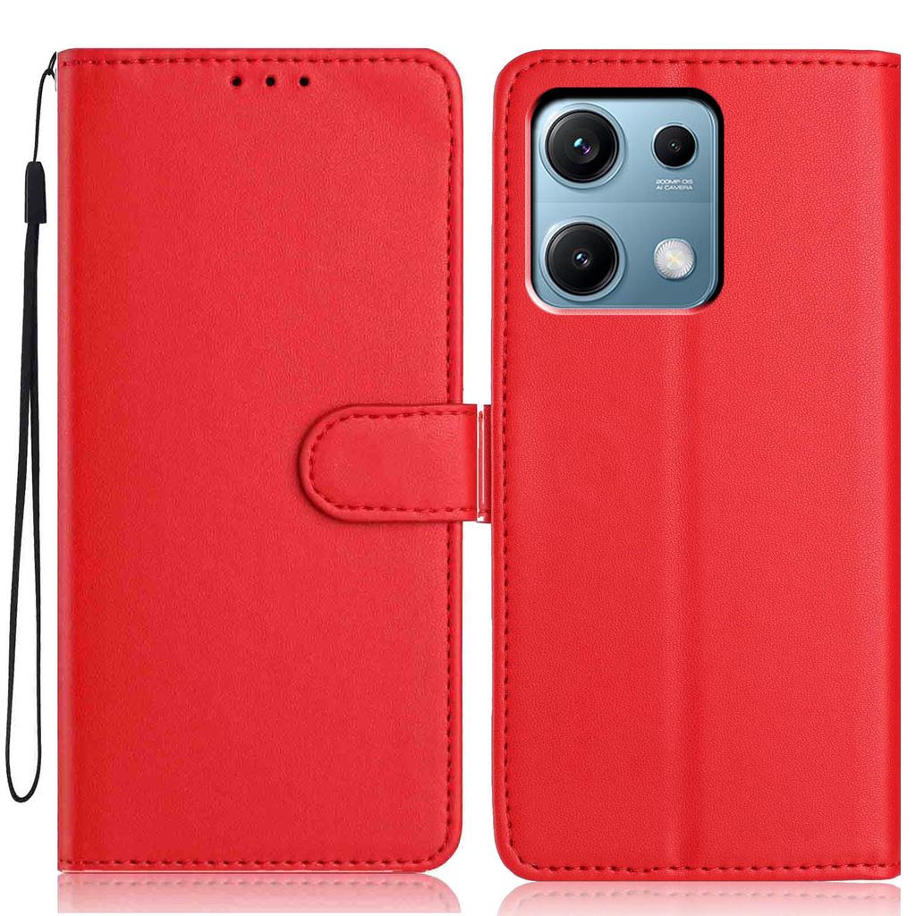 For Xiaomi Redmi Note 14S 4G Wallet Case with Strap/Multiple Card Slots Solid Color Leather Stand Phone Cover