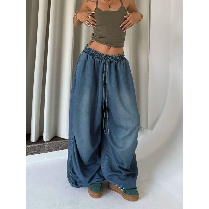 European and American Versatile Loose Jeans Women 2025 American Retro High Street Wide-leg Loose Trousers Trend Ins