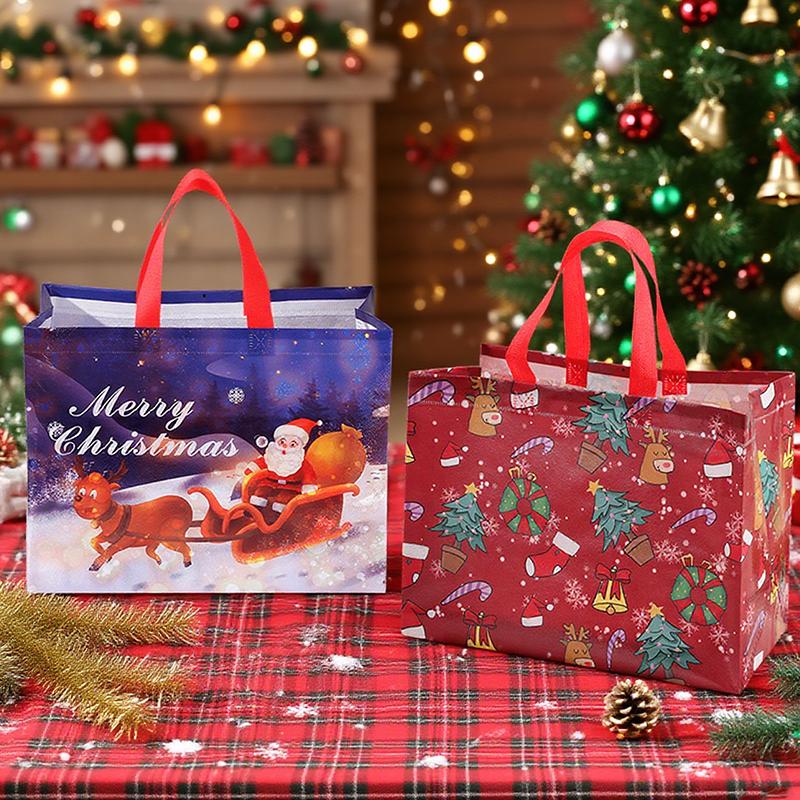 5PCS/Set Christmas Gift Bag 33x25x17cm Non-woven HandBag Multiple Styles Colors Decoration Christmas New Year Party Supplies ZYF