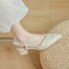 Damen Pumps Mode Spitze Schnallenriemen Slingbacks Keilabsatz Sandalen Frühling Sommer Neu Einfach Vielseitig High Heels