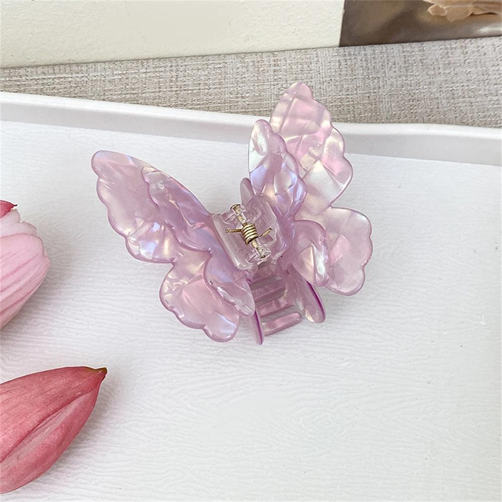 Gradient Double Layer Butterfly Claw Clip for Women Korean Sweet Temperament Pan Hair Shark Clip Girl Hair Accessories