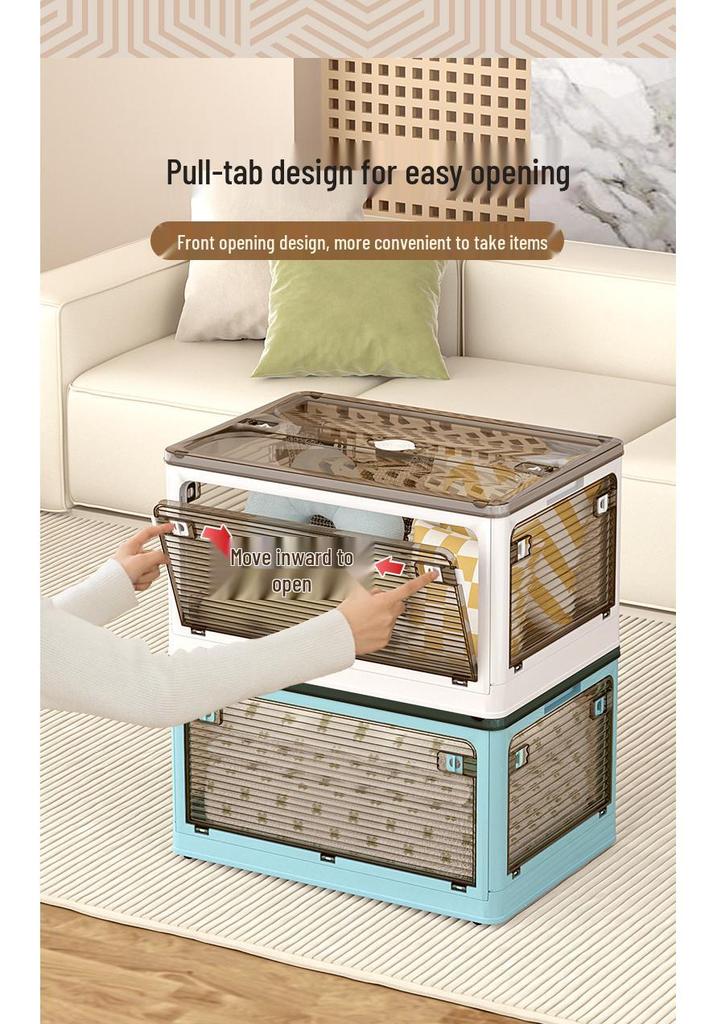 Transparent Foldable Storage Box with Five-Sided Opening for Clothes, Quilts, and Toys