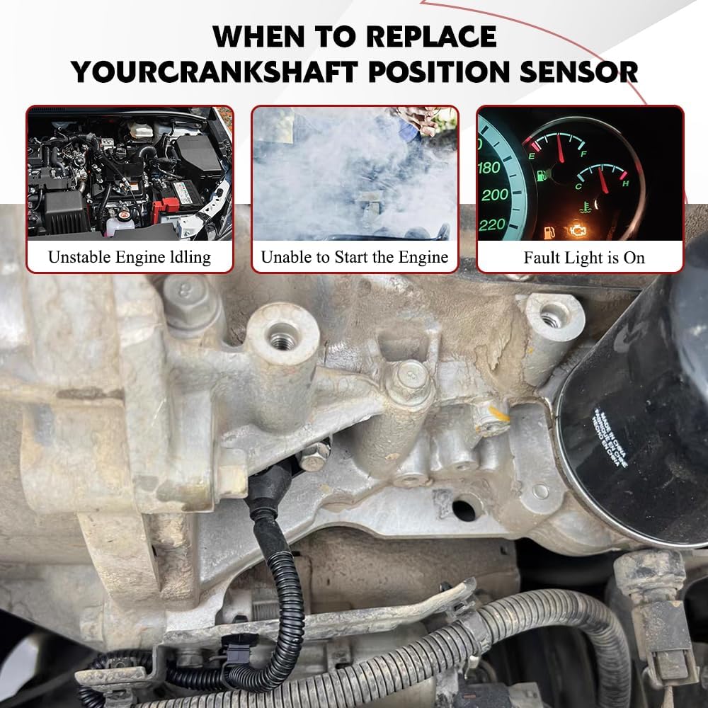 12596851 Premium Engine Crankshaft Position Sensor Compatible with Chevry GMC & Cadillac, Suburban Silverado Express C1500 K1500 K2500 K3500 Tahoe