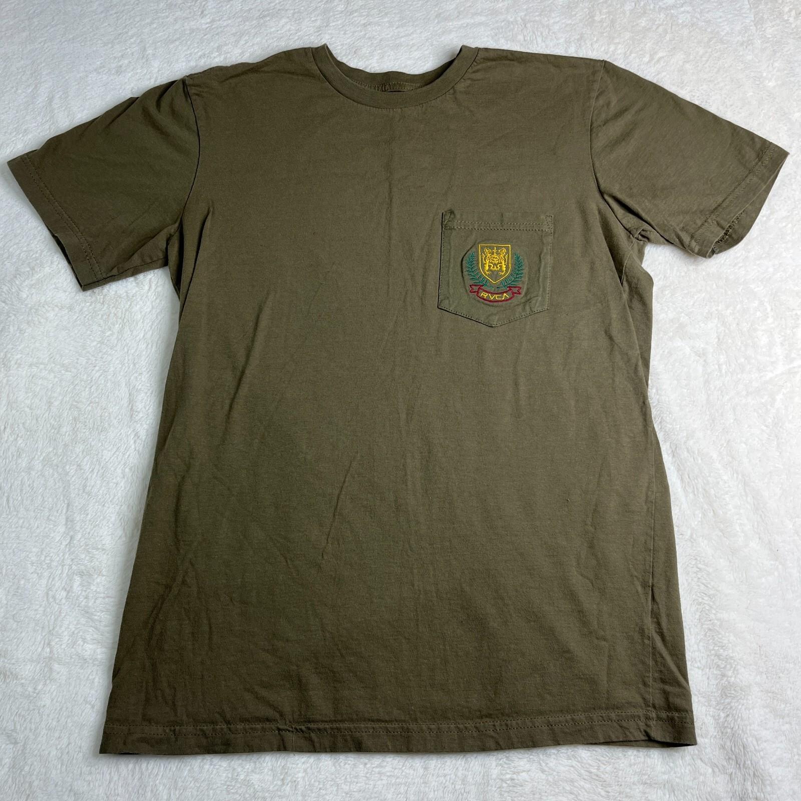 RVCA Men s Tshirt Size Small Crew Neck Camo Green Pocket M