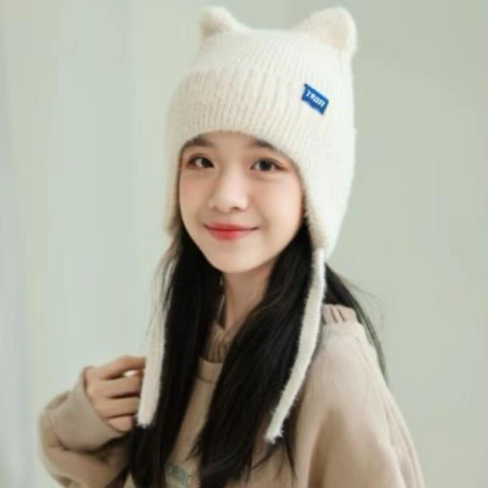 Warme Winddichte Wintermütze Kpop Stil Strickmütze Neue Niedliche Katzenohren Ohrenklappen
