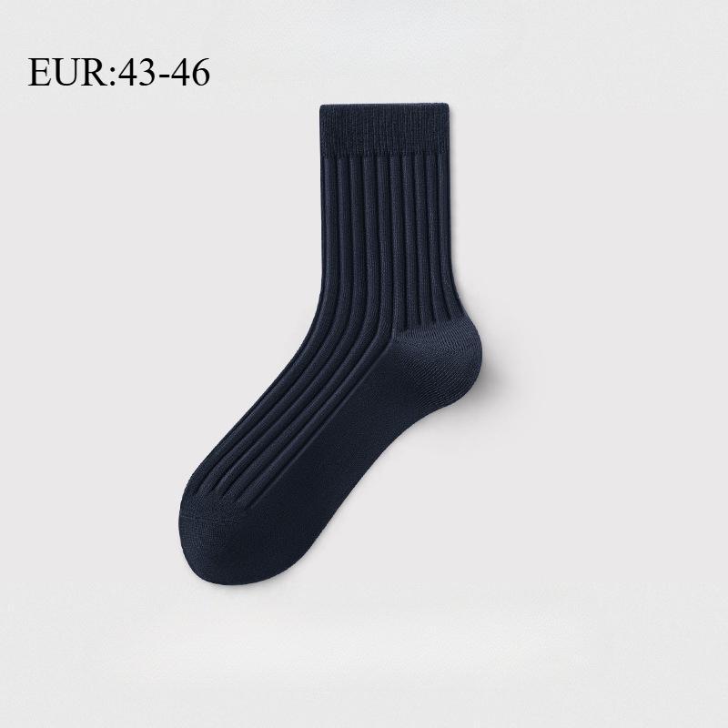 36-46 Plus høykvalitets bomullssokker for menn, middels vertikal stripe, pustende sportssokker