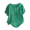 Women Bohemian Summer Floral Embroidered Shirt Short Sleeves Top Blouse